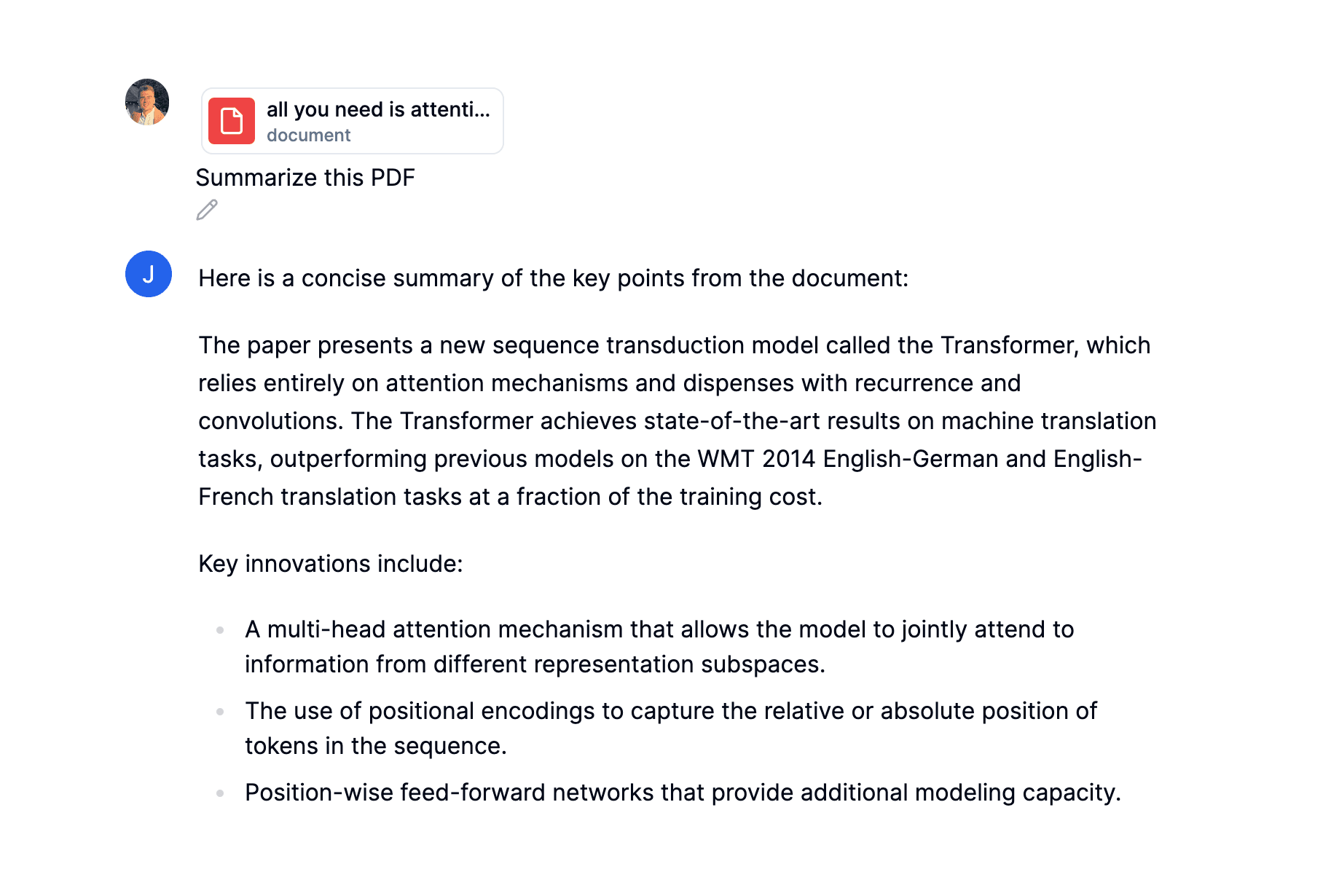 AI chatbot summarizing popular machine learning PDF